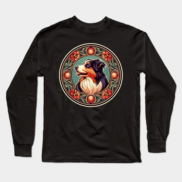 Aussie Dog  - Australian Shepherd - Art Nouveau Style Long Sleeve T-Shirt by RCDBerlin